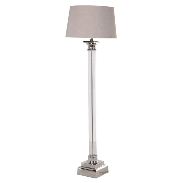 Clear Luxury glass floor lamp 169cm with beige cotton shade