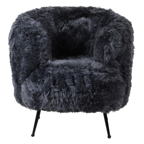Dark grey New Zealand sheepskin armchair by Lyall Elegant