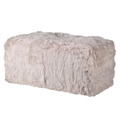 Lyall Elegant Ottoman 100x50 cm New Zealand Lambskin Fur in Cream