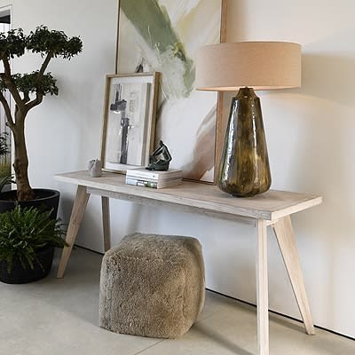 Fir Console Table, 180 cm – Light Finish with Decorative Top