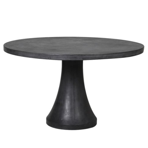 130 cm Round Dining Table in Cement Grey and Black Concrete