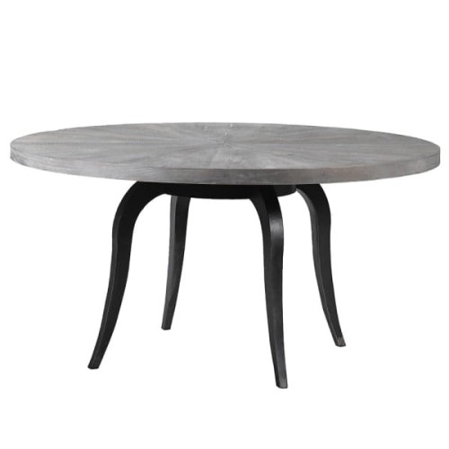 Large Round Modern Pine Dining Table with 150cm Diameter Wooden Pine Top and Iron Legs