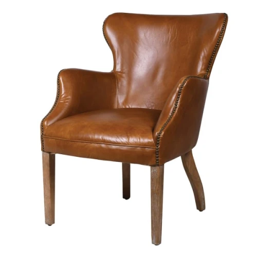 Eaton Brown Leather Dining Chair 86 cm