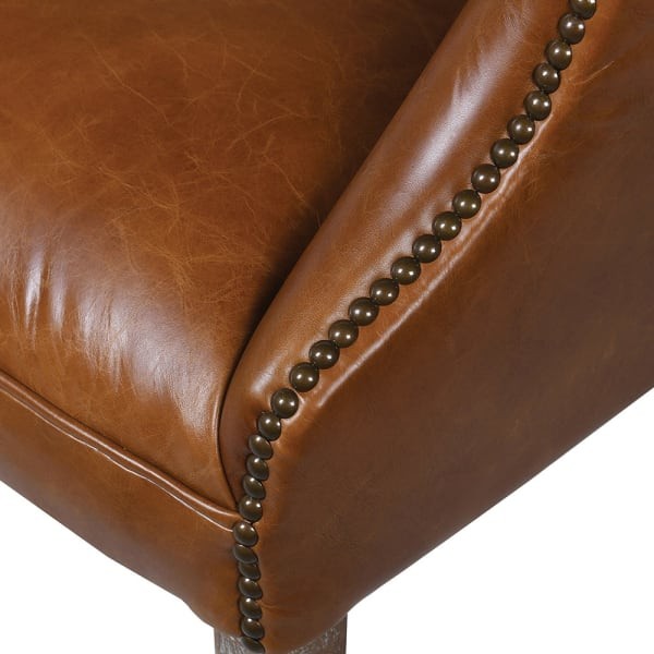 Brown cowhide leather dining chair