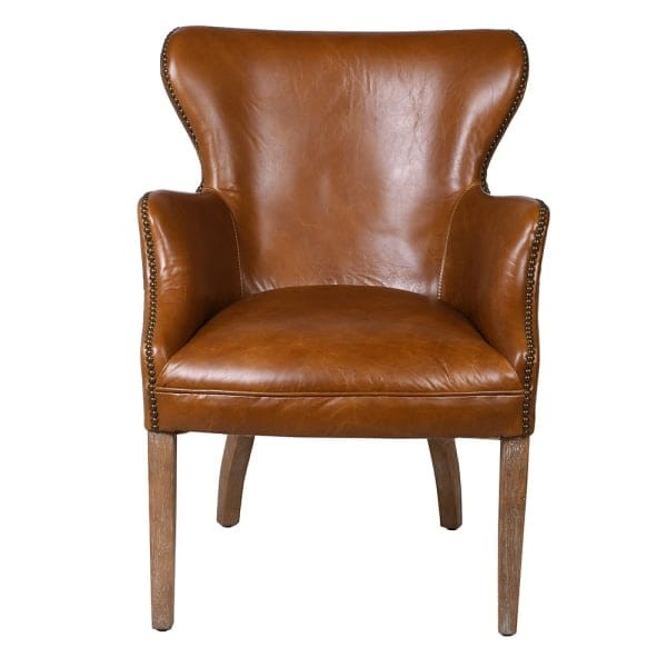 Eaton natural leather dining chair front view