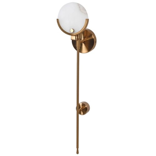 Alabaster White Wall Light 62cm – Dark Brass Finish