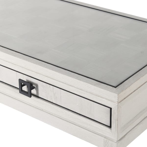 Pale oak vanity table with tempered glass top