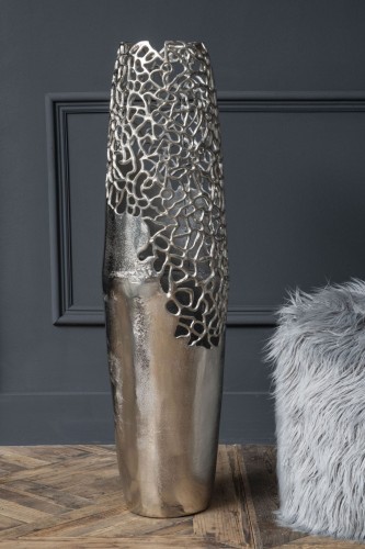 Chelsea Medium Decorative Floor Vase 91 cm – Silver Pierced Aluminium Design