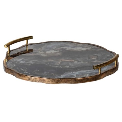 Primrose marble effect tray 40 cm gold details decorative tray