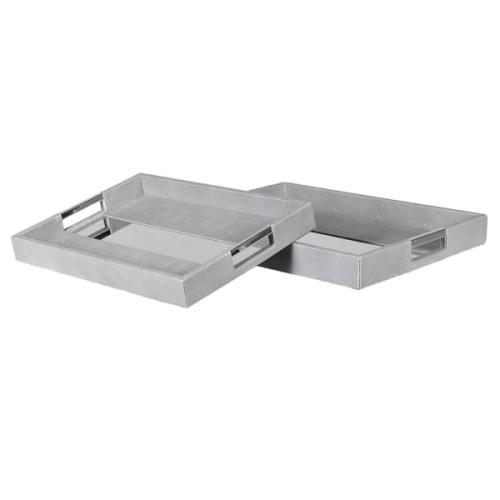 Pimlico Silver Set of 2 Faux Shagreen Decorative Trays