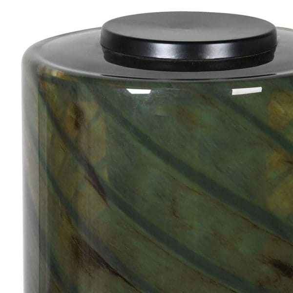 Tall Manilla Green lamp with a circular black base