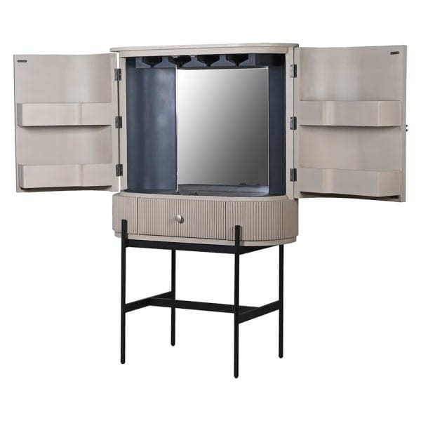 Novum fluted bar cabinet in cashmere