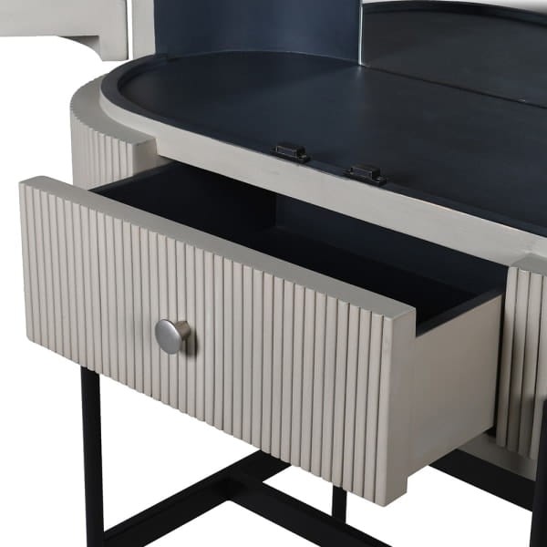 Novum fluted bar cabinet in cashmere