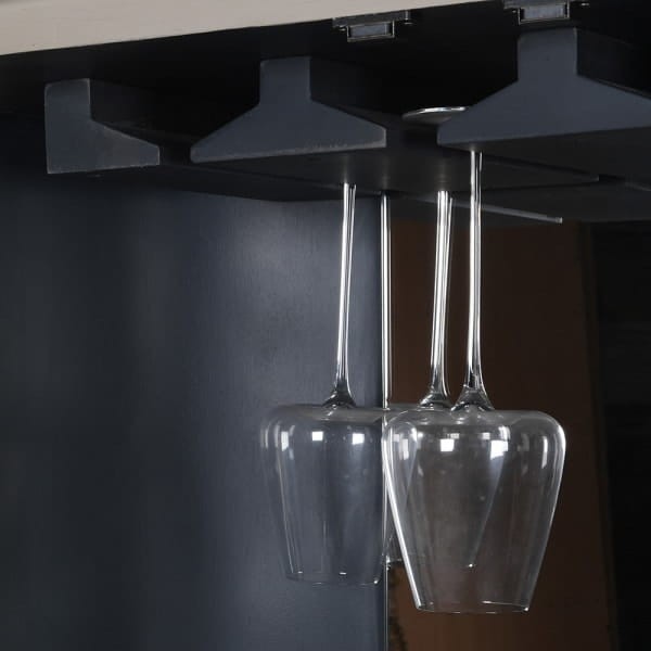Tall cashmere drinks cabinet with black iron frame