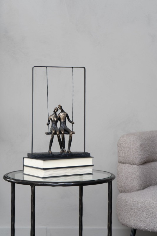 Swing Sculpture 37 cm couple on the swing bronze poliresin