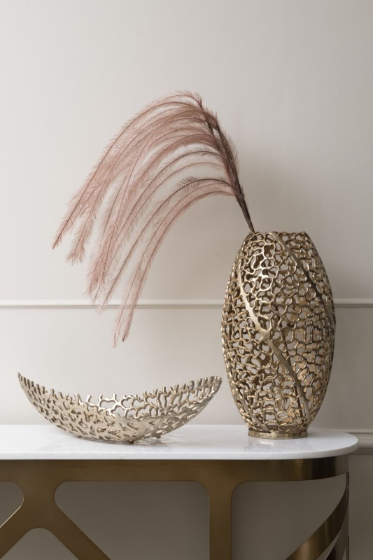 Mayfair Gold Coral Aluminium Barrel Vase 26x48cm