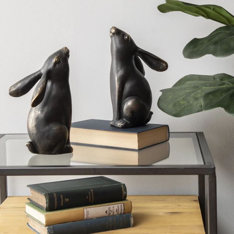 Hare Bronze decorative book supports