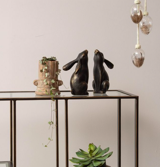 Bronze rabbit bookends made from resin