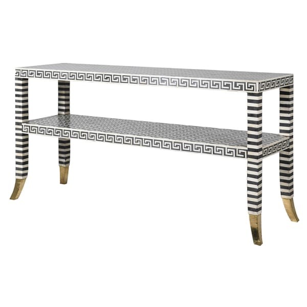 Bardem White and Black Console -Bone and resin Inlays 164 cm