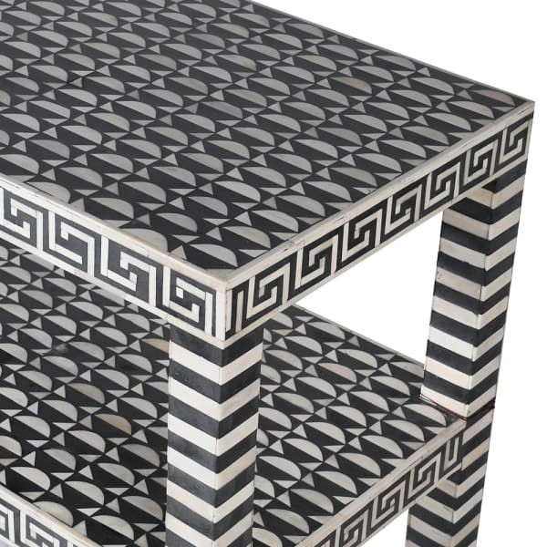 Bardem White and Black Console -Bone and resin Inlays 164 cm