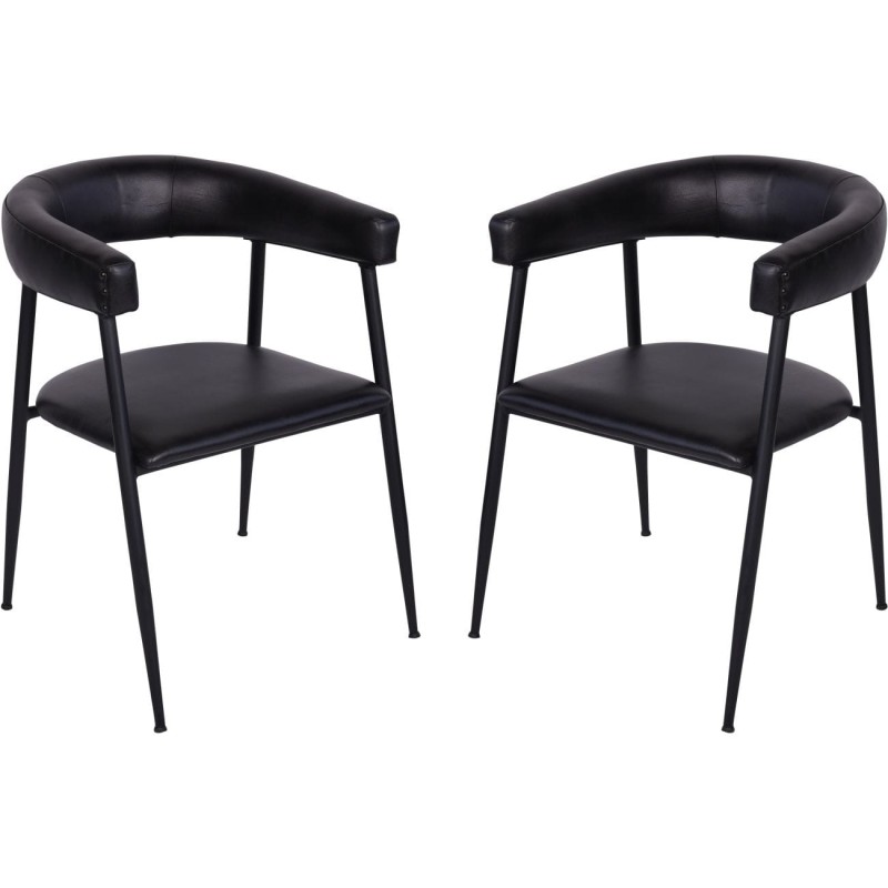 Pair of  King Black leather dining chairs - black dining chair