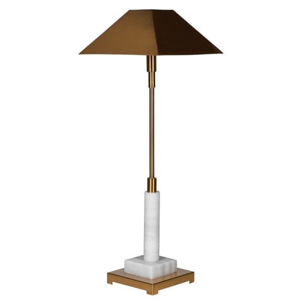 Montrose Gold Table Lamp - 89 cm - White Marble Base, Golden Metal Shade