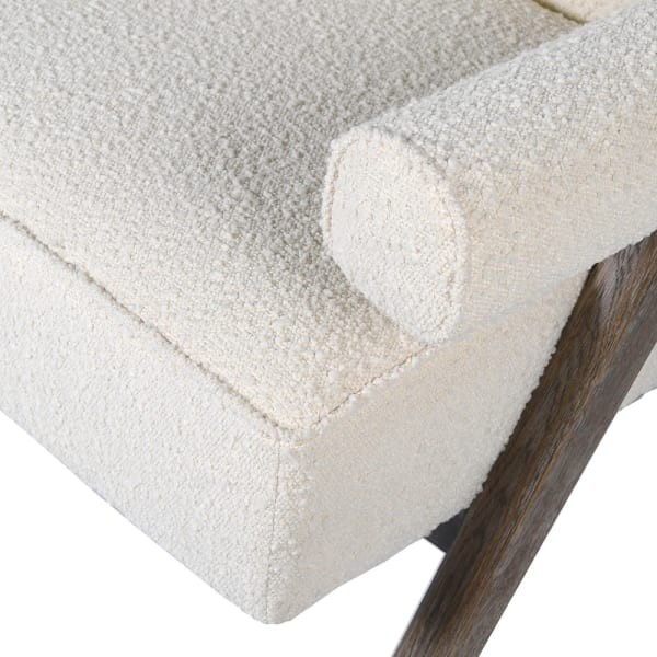 Telcon White Armchair - White Boucle, Oak Frame, Wooden Legs