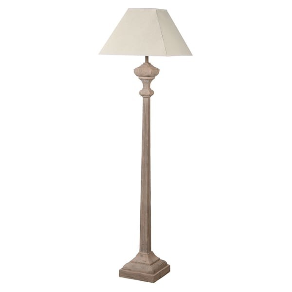Chester Wood floor lamp 165 cm with cream linen shade