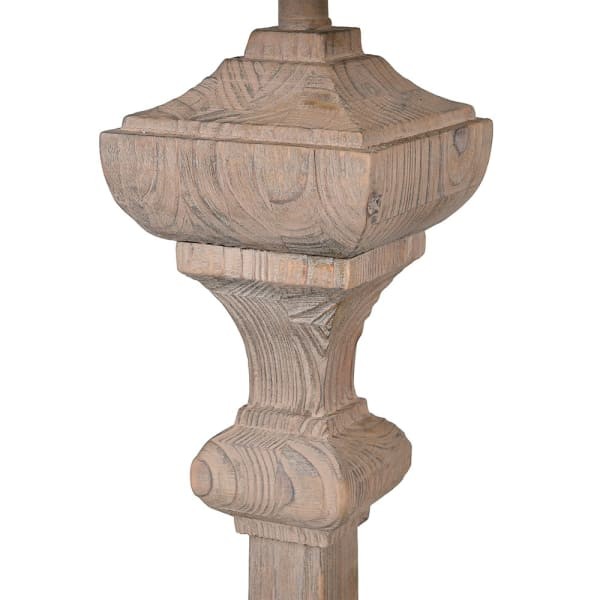 Carved ash wood standing lamp