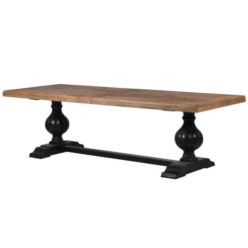 Knightsbridge Reclaimed Dining Table 100x260 cm crafted from reclaimed pine and elm wood with a black base