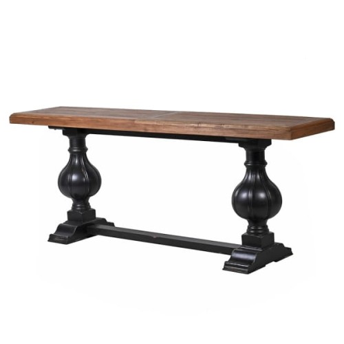 Knightsbridge Reclaimed Console Table 220 cm Pine Elm Reclaimed Wood with Black Base