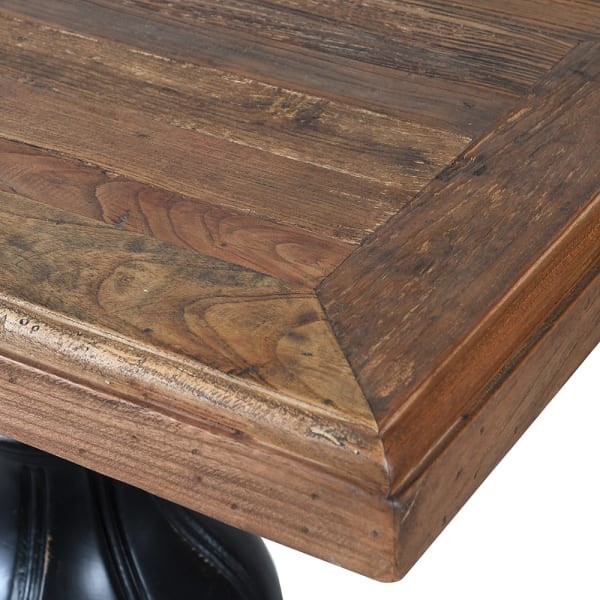 Large wooden console table with natural top and black base