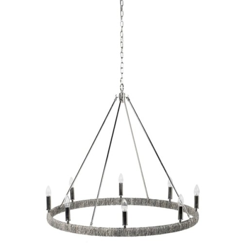 Rustic Hoop Chandelier 92 cm silver hoop ring with 8 bulb