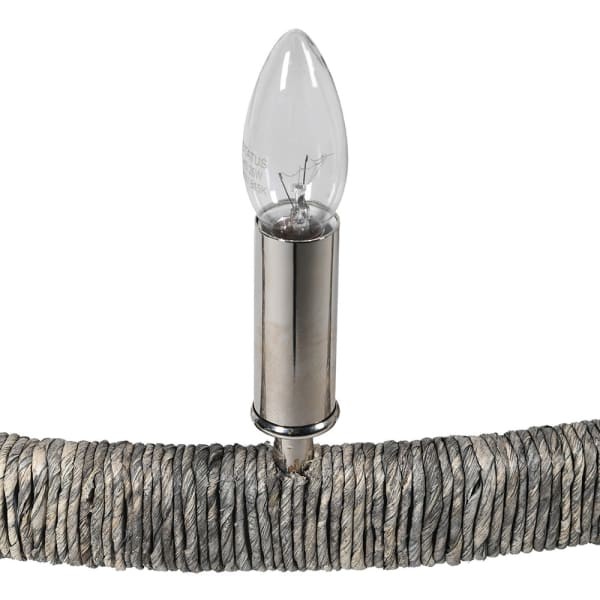 Rustic Hoop Chandelier 92 cm silver hoop ring with 8 bulb
