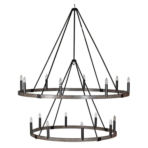 Bronze Hoop Chandelier - 142 cm 16 Bulbs Farmhouse Style