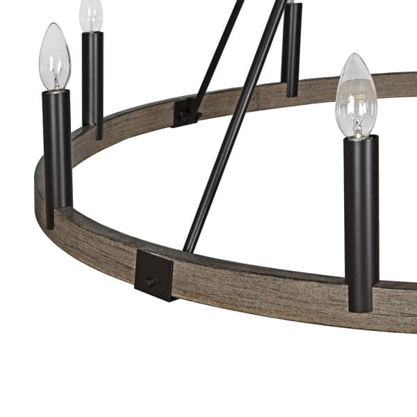 Large Bronze Farmhouse Chandelier 142 cm – 2 Tier Ring Ceiling Light