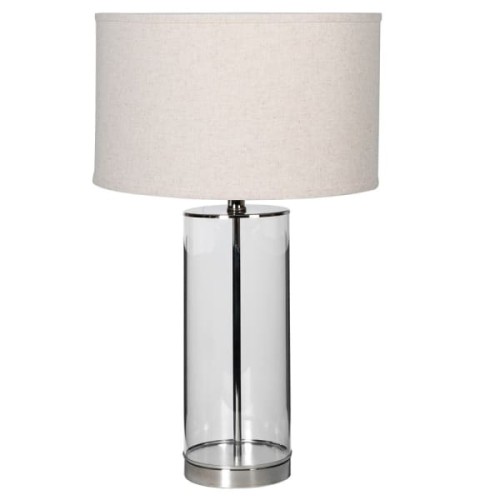 Glass Luxury Table Lamp - 69cm, Glass Base, Linen Shade