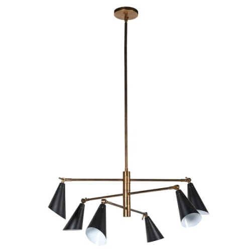 Harrow 6-Light Chandelier with Black Shades and Gold Frame