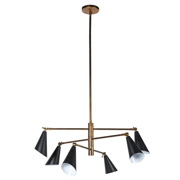 Harrow 6-Light Chandelier with Black Shades and Gold Frame
