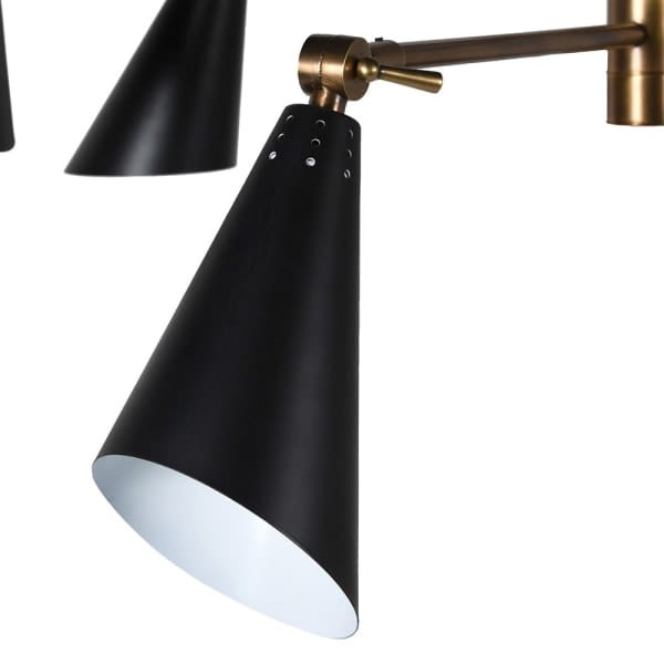 Harrow 6-Light Chandelier with Black Shades and Gold Frame
