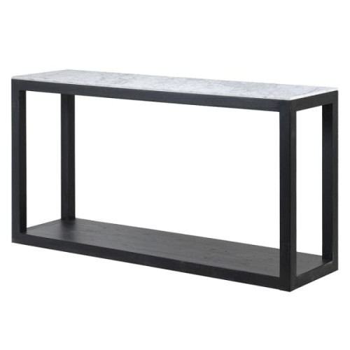 Sloane Marble Console Table - 150 cm White Marble Top, Black Oak Base