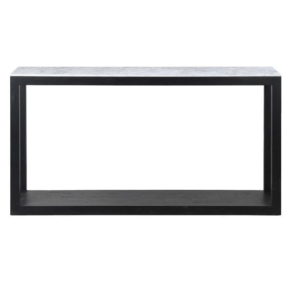 Black and white console table with lower shelf