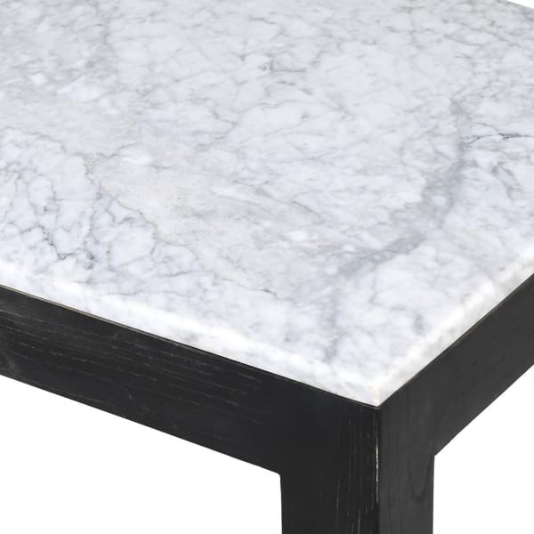 Natural white marble top on the Sloane console