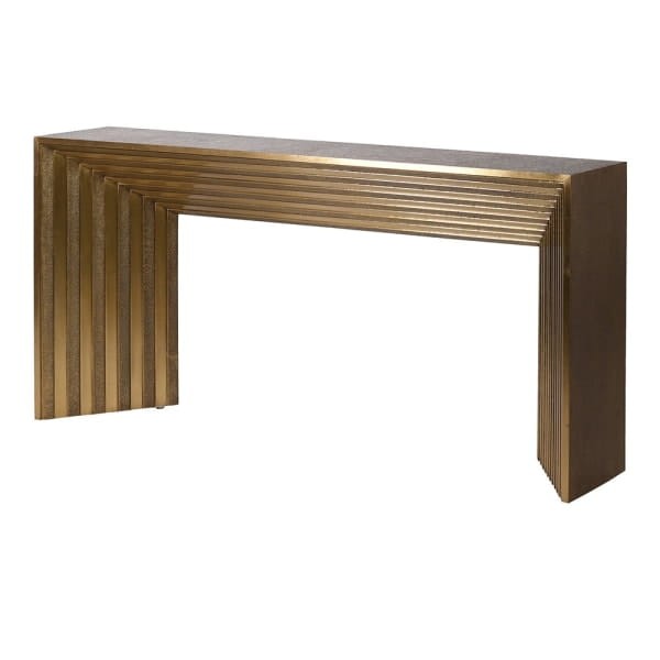 Brass gold console table 160cm with symmetrical stepped design