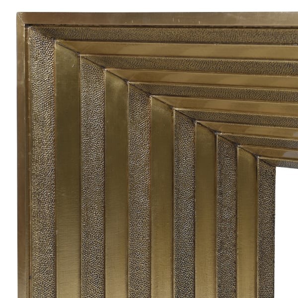 Gold console table made from MDF with brass cladding