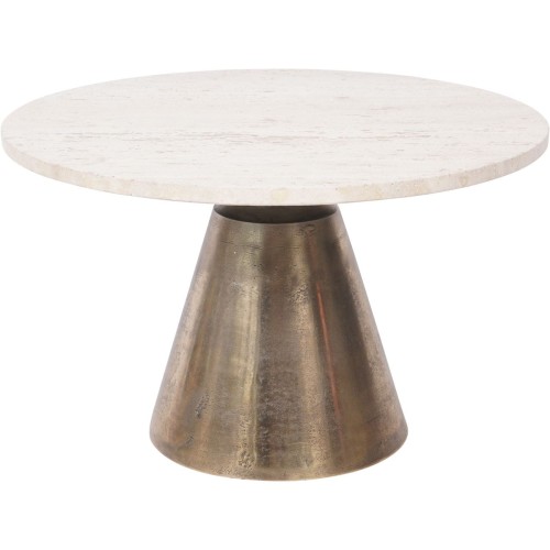 Camden Marble Small Round Coffee Table 60 cm with Travertine Top