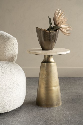 Camden Marble Round Travertine Side Table 54 cm