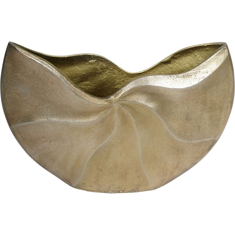 Sculptural gold decorative vase with flowing rim
