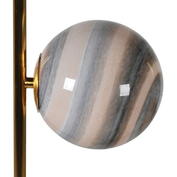 Gold Orbit floor lamp with four spherical glass shades