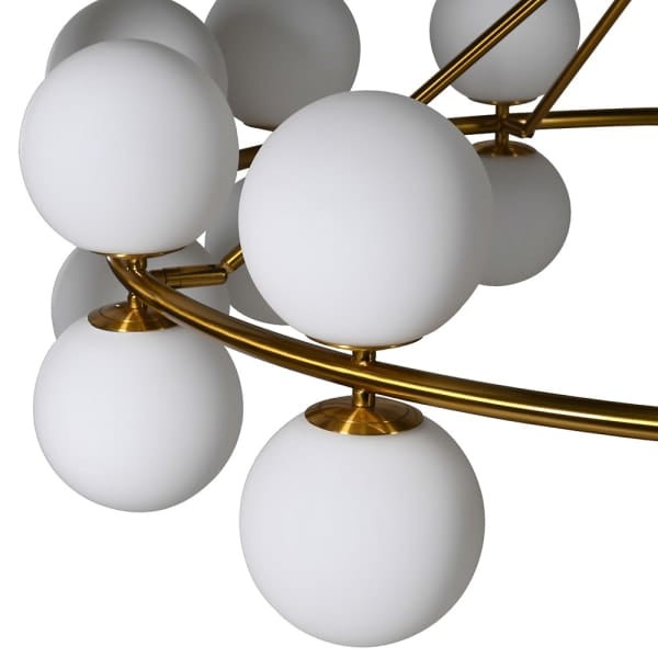 Large gold and white globe chandelier 112 cm